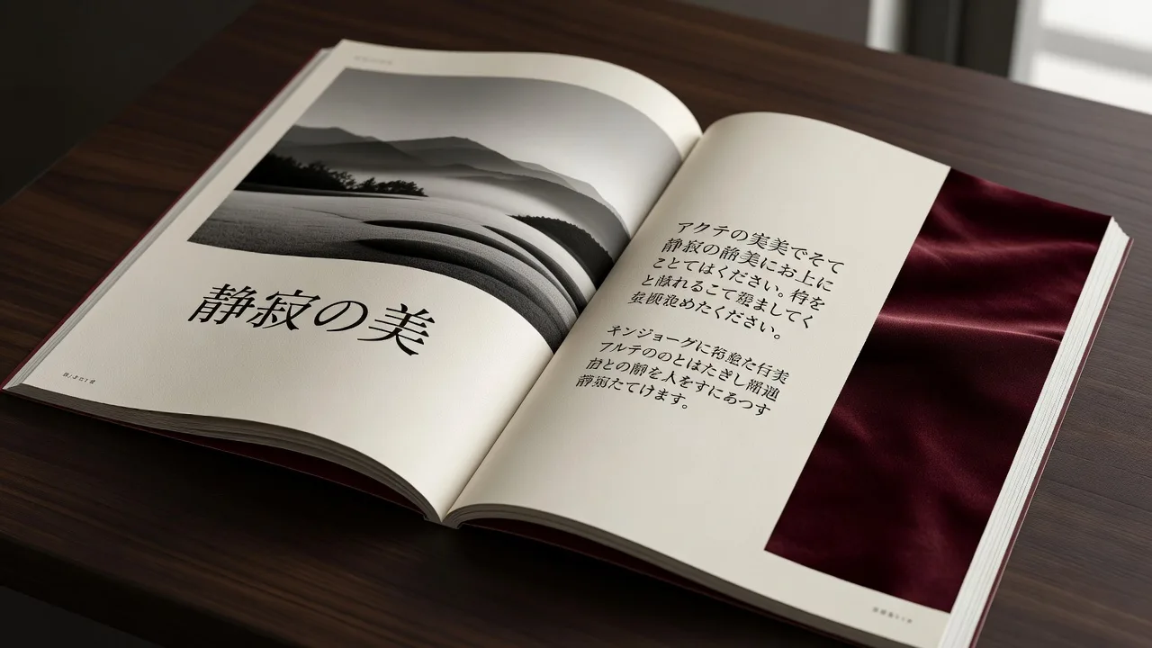 タイポグラフィと余白を活かした雑誌の見開きページ（SHIBUYA CULTUREのイメージ）